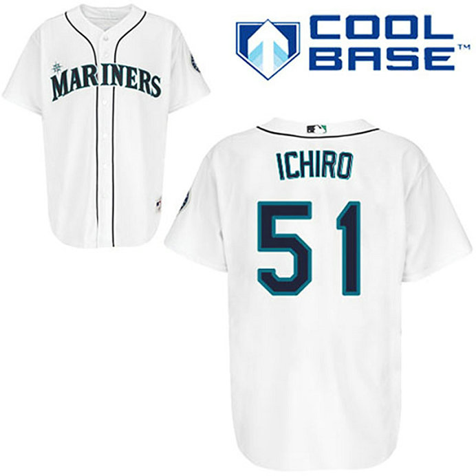 Seattle Mariners #51 Ichiro Suzuki White Home Cool Base Jersey Seattle Mariners #51 Ichiro Suzuki White Home Cool Base Jersey