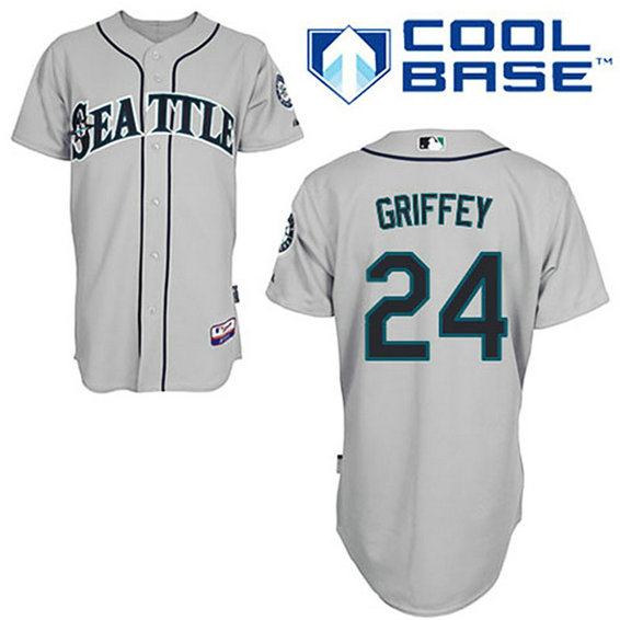 Seattle Mariners #24 Ken Griffey Grey Away Cool Base Jersey Seattle Mariners #24 Ken Griffey Grey Away Cool Base Jersey