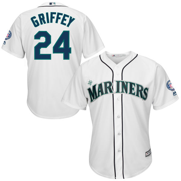 Seattle Mariners #24 Ken Griffey White 2016 Hall Of Fame Induction Cool Base Jersey Seattle Mariners #24 Ken Griffey White 2016 Hall Of Fame Induction Cool Base Jersey