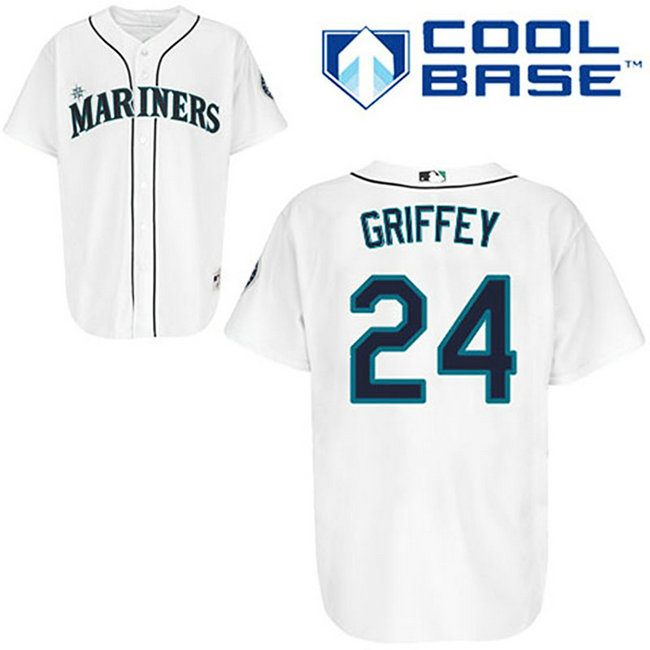 Seattle Mariners #24 Ken Griffey White Home Cool Base Jersey Seattle Mariners #24 Ken Griffey White Home Cool Base Jersey