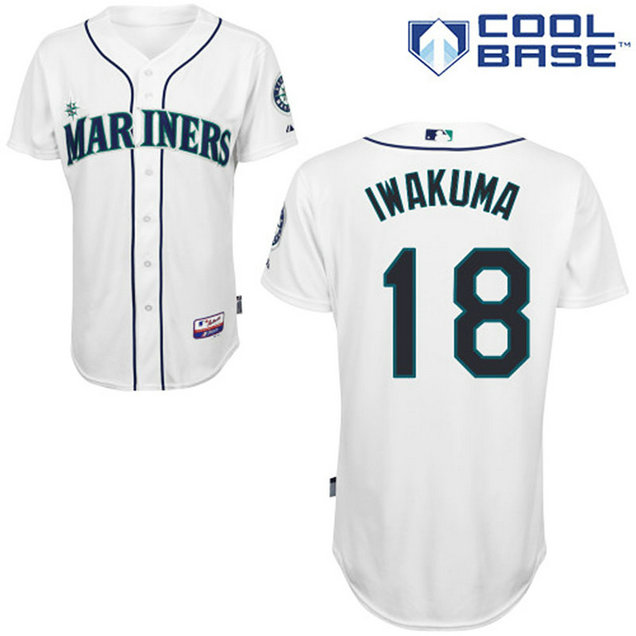 Seattle Mariners #18 Hisashi Iwakuma Authentic White Home Cool Base Jersey