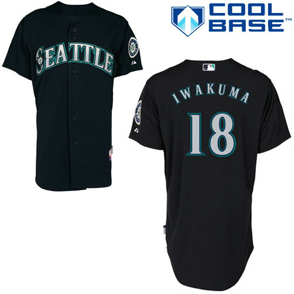 Seattle Mariners #18 Hisashi Iwakuma Authentic Navy Blue Alternate Cool Base Jersey