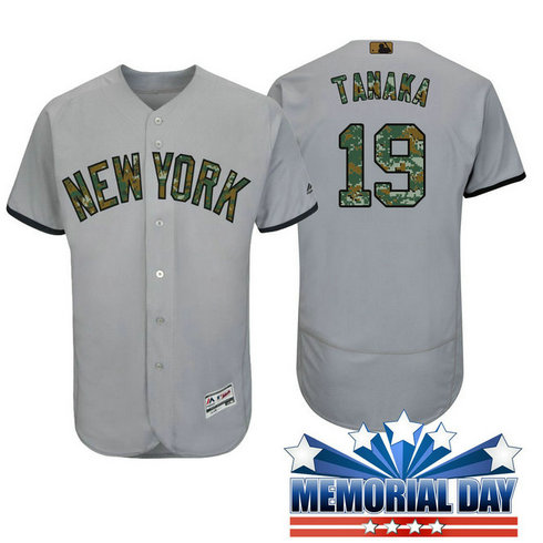 New York Yankees Masahiro Tanaka #19 Grey Camo Fashion 2016 Memorial Day Flex Base Jersey