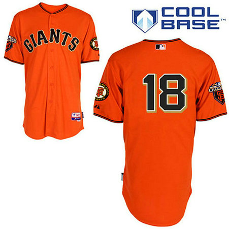 San Francisco Giants #18 Matt Cain Cool Base Orange with 2010 World Series Patch Jersey San Francisco Giants #18 Matt Cain Cool Base Orange with 2010 World Series Patch Jersey
