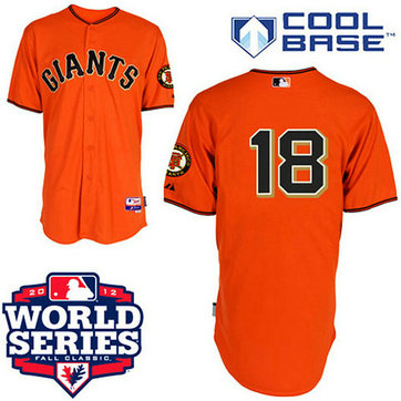 San Francisco Giants #18 Matt Cain Cool Base Orange with 2012 World Series Patch Jersey San Francisco Giants #18 Matt Cain Cool Base Orange with 2012 World Series Patch Jersey