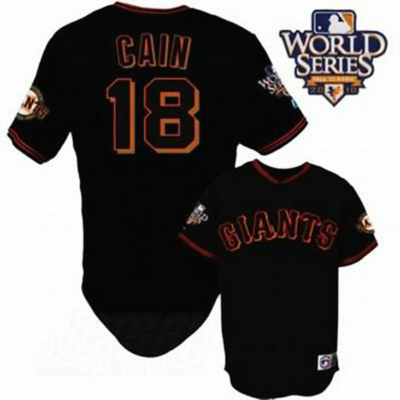San Francisco Giants #18 Matt Cain Cool Base Black with 2010 World Series Jersey San Francisco Giants #18 Matt Cain Cool Base Black with 2010 World Series Jersey