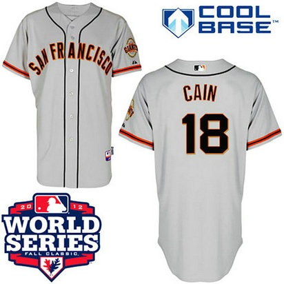 San Francisco Giants #18 Matt Cain Cool Base Grey with 2012 World Series Patch Jersey San Francisco Giants #18 Matt Cain Cool Base Grey with 2012 World Series Patch Jersey