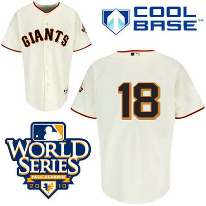 San Francisco Giants #18 Matt Cain Cream Cool Base 2010 World Series Patch Jersey San Francisco Giants #18 Matt Cain Cream Cool Base 2010 World Series Patch Jersey