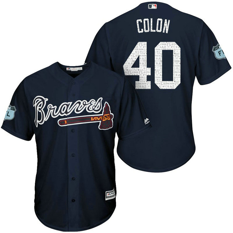 Atlanta Braves #40 Bartolo Colon 2017 Spring Training Navy Cool Base Jersey