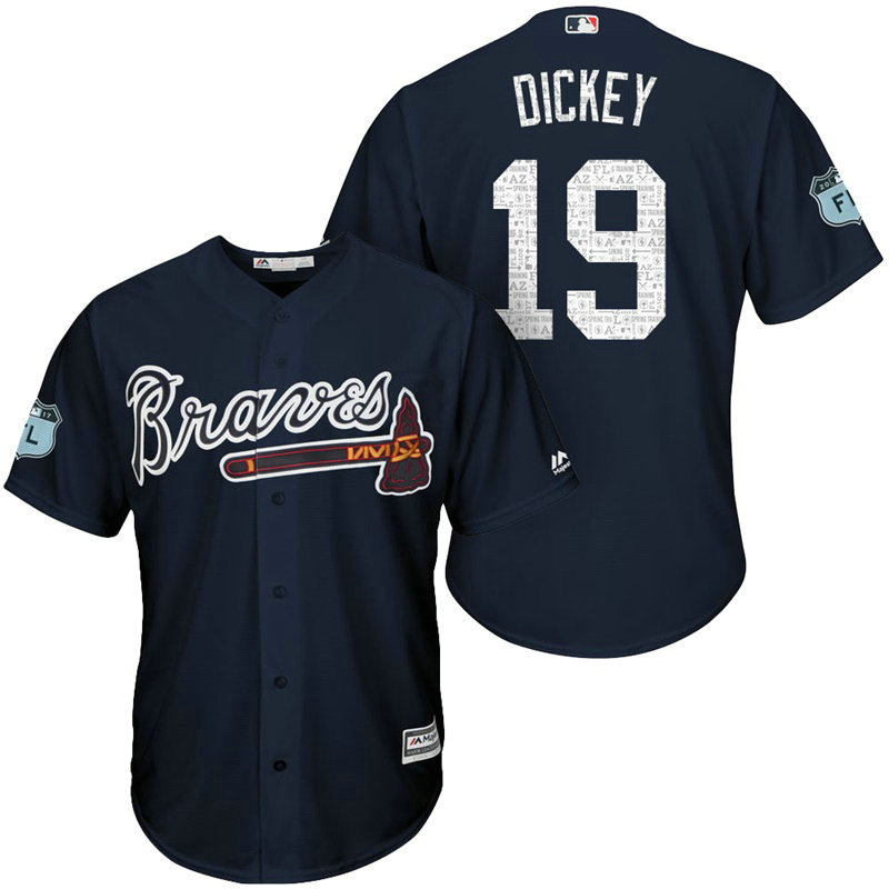 Atlanta Braves #19 R.A. Dickey 2017 Spring Training Navy Cool Base Jersey