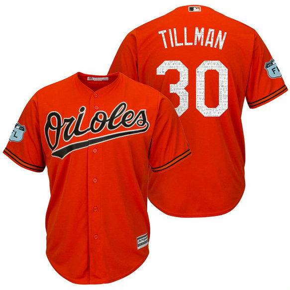 Baltimore Orioles Chris Tillman #30 2017 Spring Training Grapefruit League Patch Orange Cool Base Jersey Baltimore Orioles Chris Tillman #30 2017 Spring Training Grapefruit League Patch Orange Cool Base Jersey