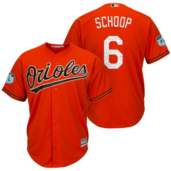 Baltimore Orioles Jonathan Schoop #6 2017 Spring Training Grapefruit League Patch Orange Cool Base Jersey