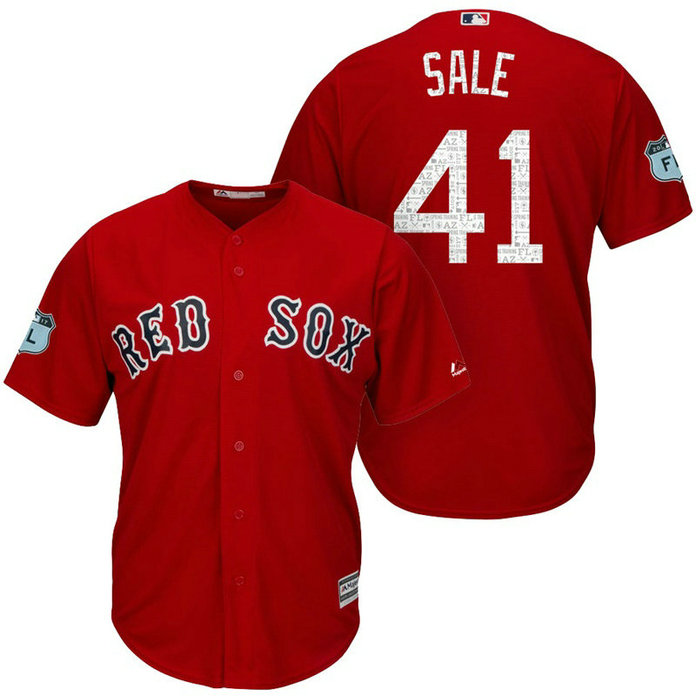 Boston Red Sox Chris Sale #41 2017 Spring Training Grapefruit League Patch Red Cool Base Jersey
