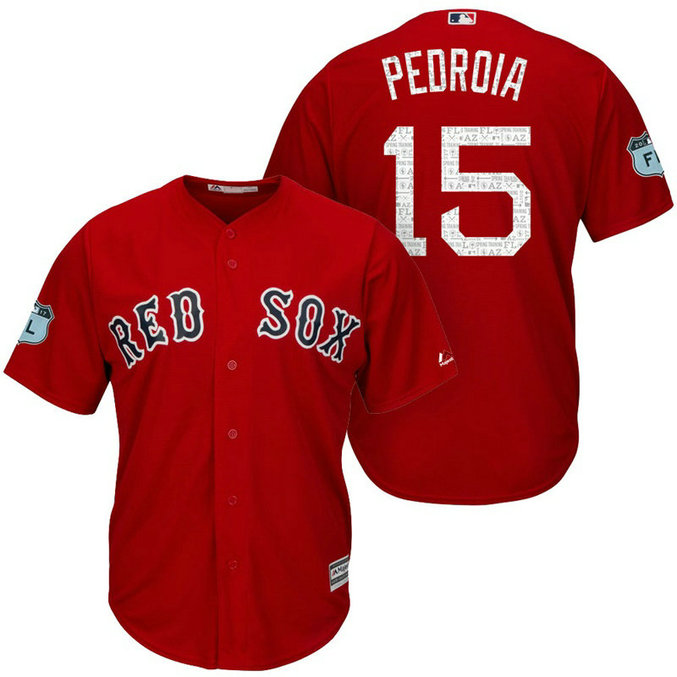 Boston Red Sox Dustin Pedroia #15 2017 Spring Training Grapefruit League Patch Red Cool Base Jersey Boston Red Sox Dustin Pedroia #15 2017 Spring Training Grapefruit League Patch Red Cool Base Jersey