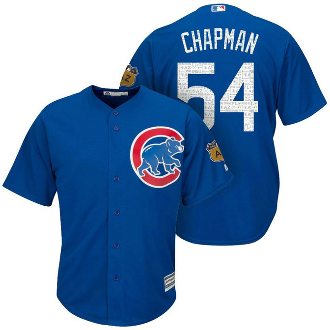 Chicago Cubs #54 Aroldis Chapman 2017 Spring Training Cactus League Patch Royal Cool Base Jersey