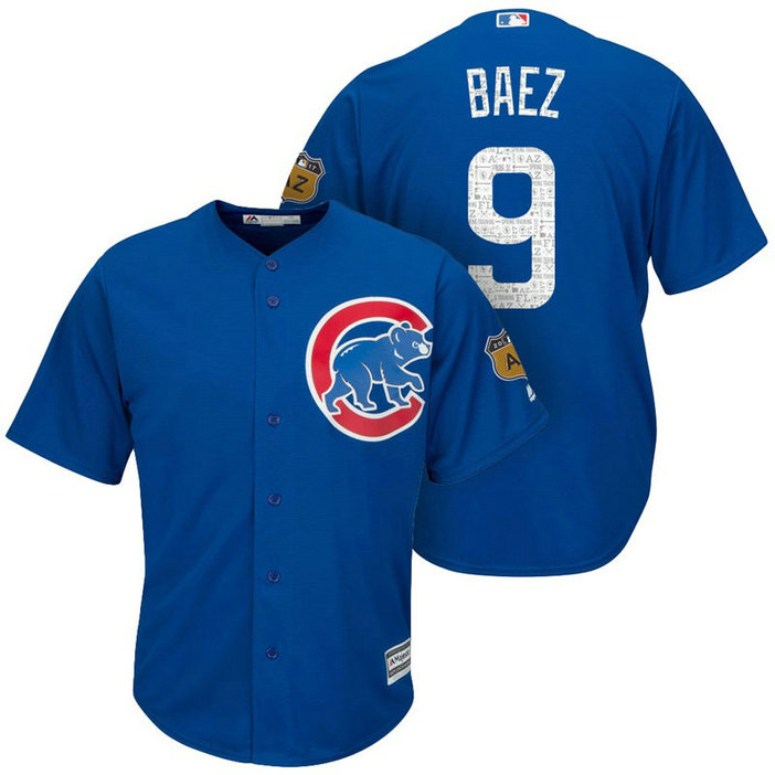 Chicago Cubs #9 Javier Baez 2017 Spring Training Cactus League Patch Royal Cool Base Jersey Chicago Cubs #9 Javier Baez 2017 Spring Training Cactus League Patch Royal Cool Base Jersey