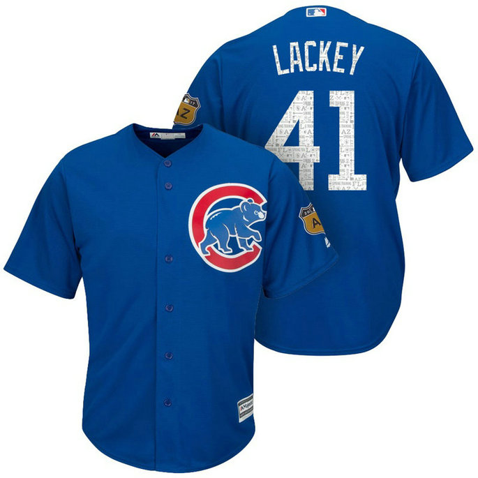 Chicago Cubs #41 John Lackey 2017 Spring Training Cactus League Patch Royal Cool Base Jersey