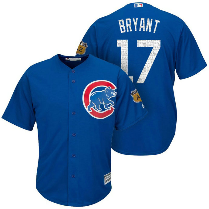 Chicago Cubs #17 Kris Bryant 2017 Spring Training Cactus League Patch Royal Cool Base Jersey Chicago Cubs #17 Kris Bryant 2017 Spring Training Cactus League Patch Royal Cool Base Jersey