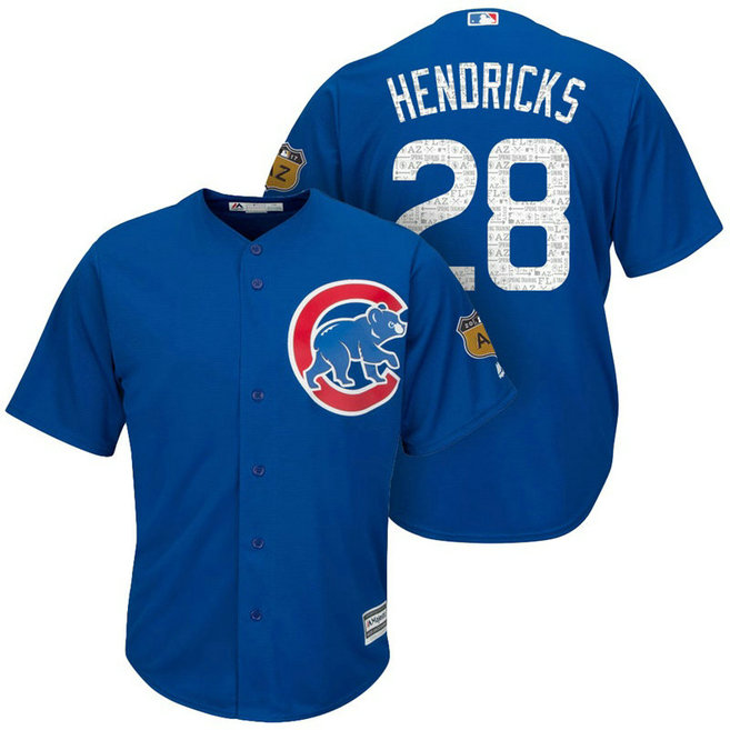 Chicago Cubs #28 Kyle Hendricks 2017 Spring Training Cactus League Patch Royal Cool Base Jersey