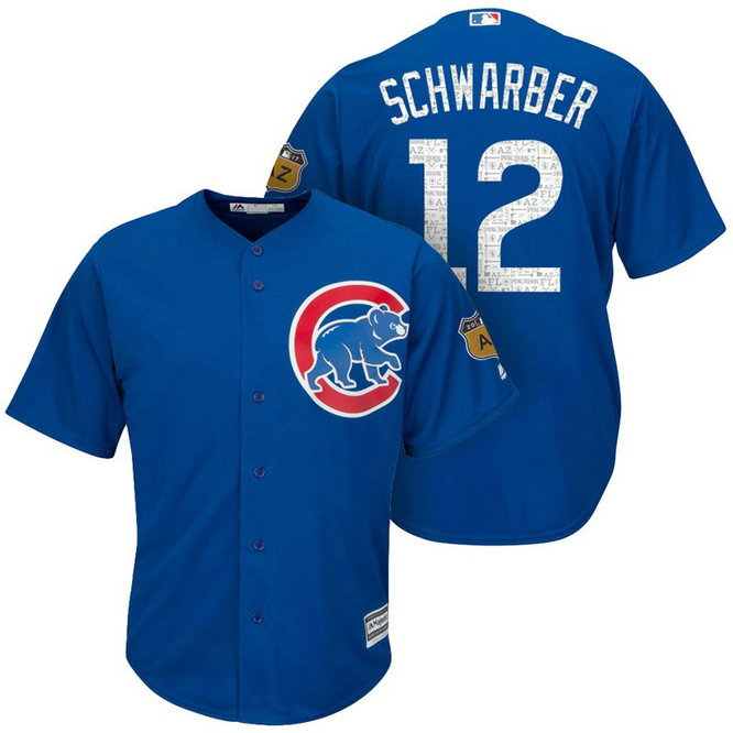 Chicago Cubs #12 Kyle Schwarber 2017 Spring Training Cactus League Patch Royal Cool Base Jersey