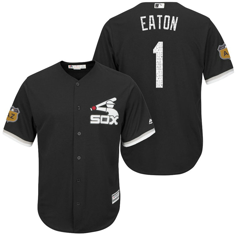 Chicago White Sox Adam Eaton #1 2017 Spring Training Grapefruit League Patch Black Cool Base Jersey Chicago White Sox Adam Eaton #1 2017 Spring Training Grapefruit League Patch Black Cool Base Jersey