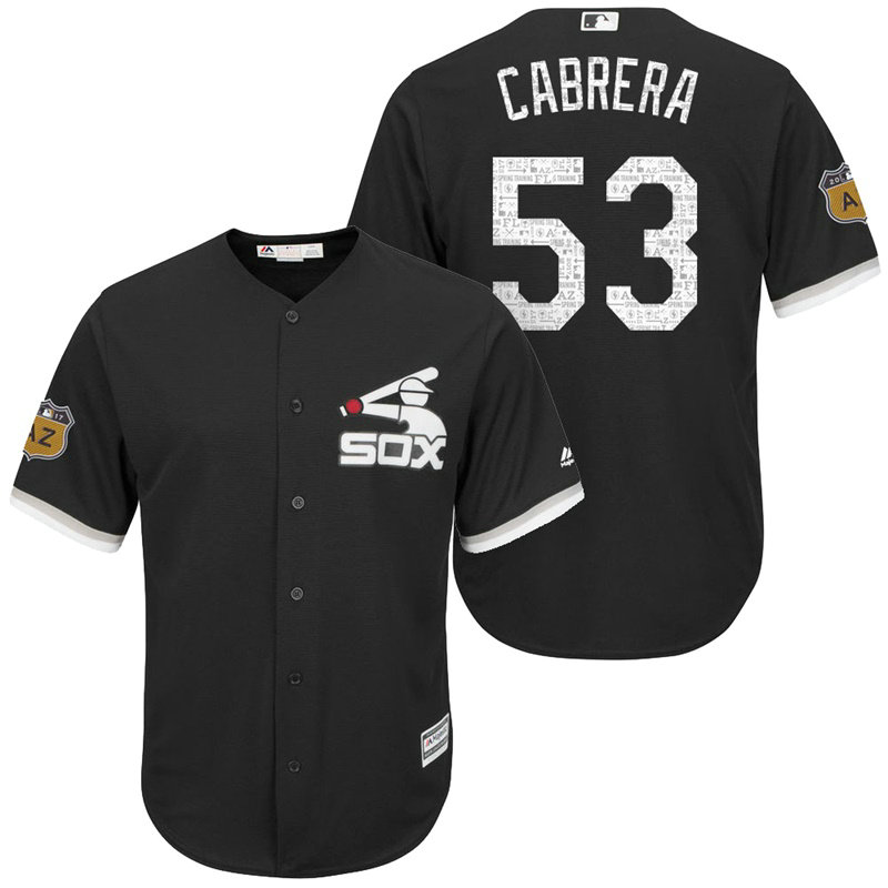 Chicago White Sox Melky Cabrera #53 2017 Spring Training Grapefruit League Patch Black Cool Base Jersey
