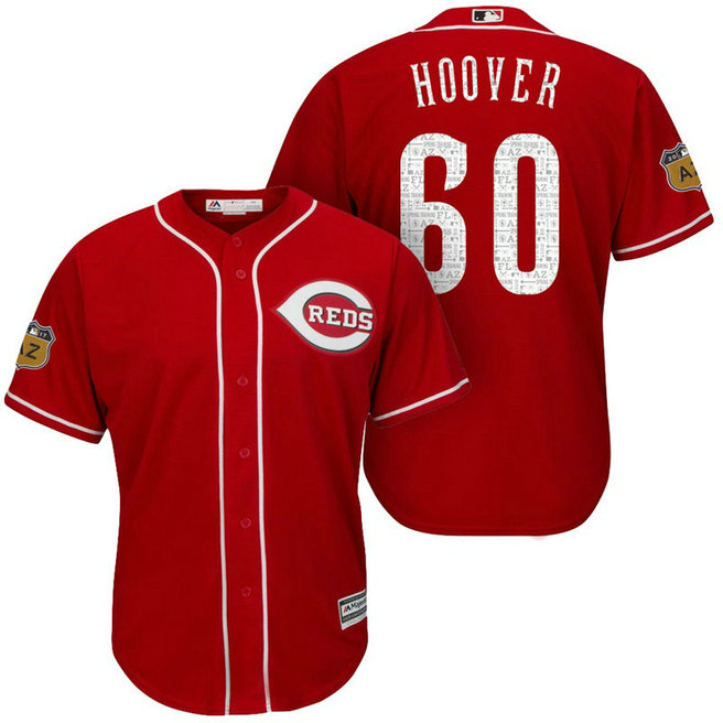 Cincinnati Reds #60 J.J. Hoover 2017 Spring Training Cactus League Patch Scarlet Cool Base Jersey Cincinnati Reds #60 J.J. Hoover 2017 Spring Training Cactus League Patch Scarlet Cool Base Jersey