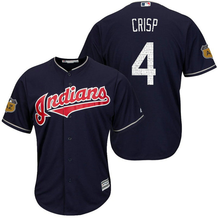 Cleveland Indians Coco Crisp #4 2017 Spring Training Cactus League Patch Navy Cool Base Jersey Cleveland Indians Coco Crisp #4 2017 Spring Training Cactus League Patch Navy Cool Base Jersey