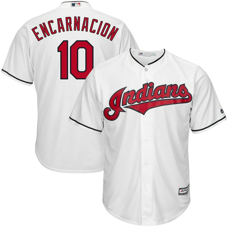 Cleveland Indians Edwin Encarnacion #10 White Cool Base Jersey