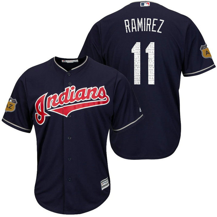 Cleveland Indians Jose Ramirez #11 2017 Spring Training Cactus League Patch Navy Cool Base Jersey