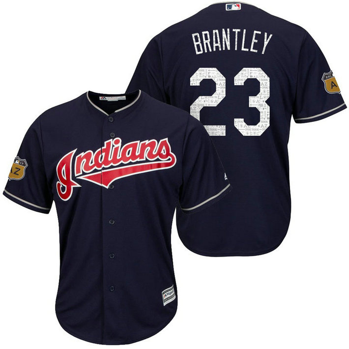 Cleveland Indians Michael Brantley #23 2017 Spring Training Cactus League Patch Navy Cool Base Jersey