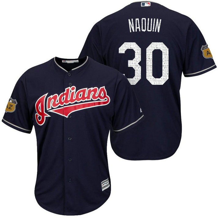 Cleveland Indians Tyler Naquin #30 2017 Spring Training Cactus League Patch Navy Cool Base Jersey