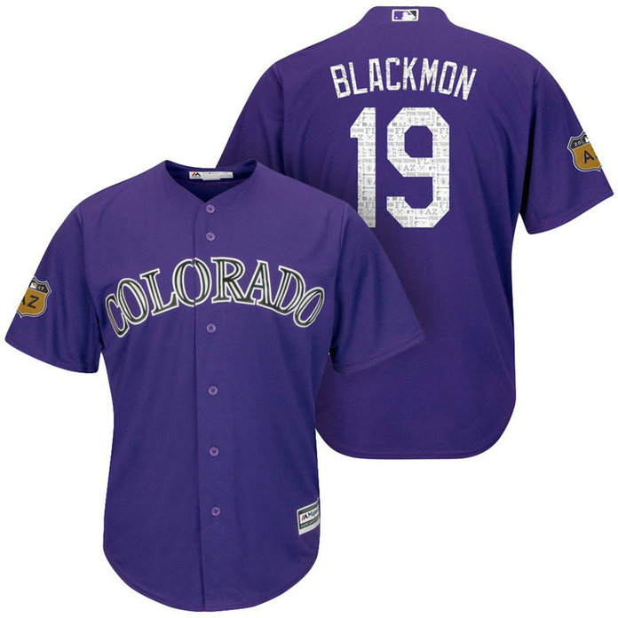Colorado Rockies #19 Charlie Blackmon 2017 Spring Training Cactus League Patch Purple Cool Base Jersey Colorado Rockies #19 Charlie Blackmon 2017 Spring Training Cactus League Patch Purple Cool Base Jersey