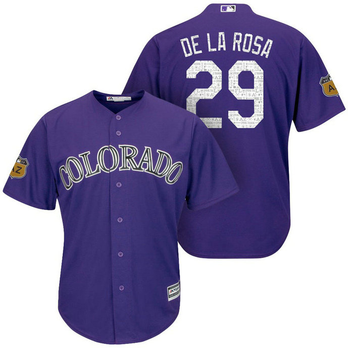 Colorado Rockies #29 Jorge De La Rosa 2017 Spring Training Cactus League Patch Purple Cool Base Jersey Colorado Rockies #29 Jorge De La Rosa 2017 Spring Training Cactus League Patch Purple Cool Base Jersey