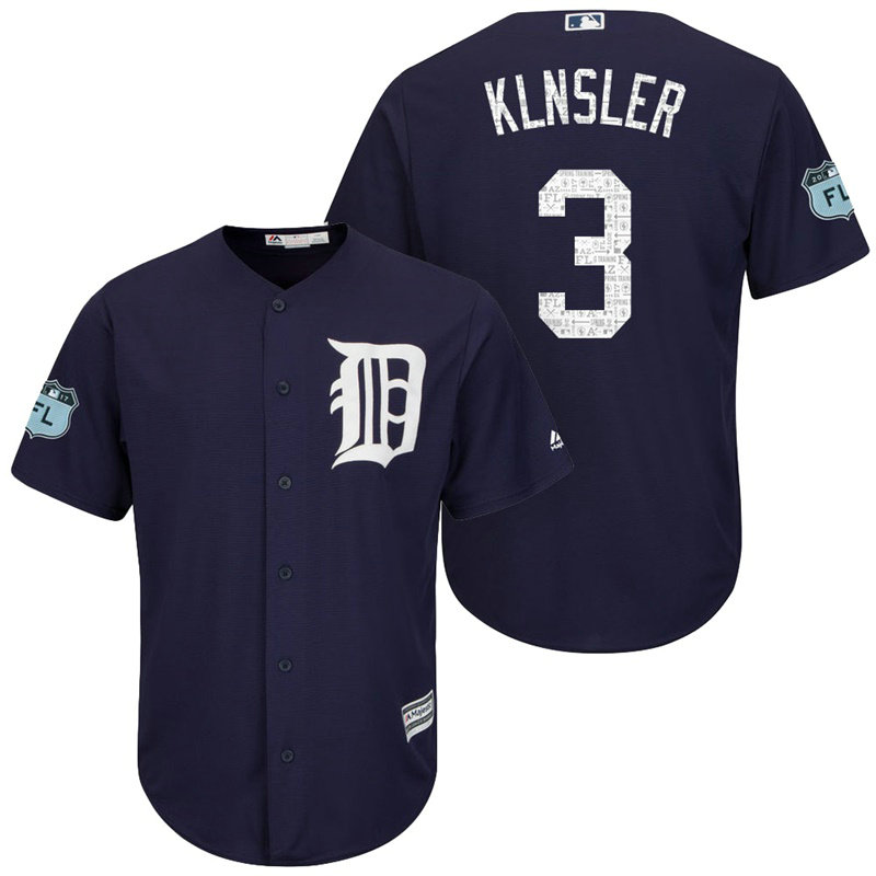 Detroit Tigers #3 Ian Klnsler 2017 Spring Training Grapefruit League Patch Navy Cool Base Jersey Detroit Tigers #3 Ian Klnsler 2017 Spring Training Grapefruit League Patch Navy Cool Base Jersey
