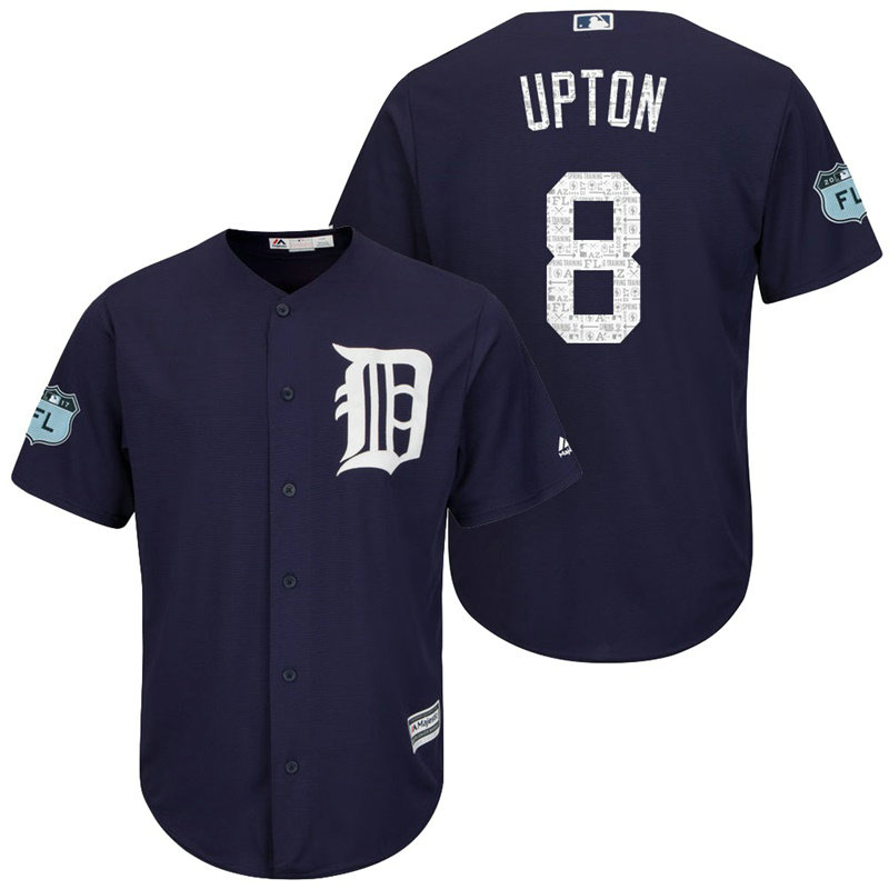 Detroit Tigers #8 Justin Upton 2017 Spring Training Grapefruit League Patch Navy Cool Base Jersey Detroit Tigers #8 Justin Upton 2017 Spring Training Grapefruit League Patch Navy Cool Base Jersey