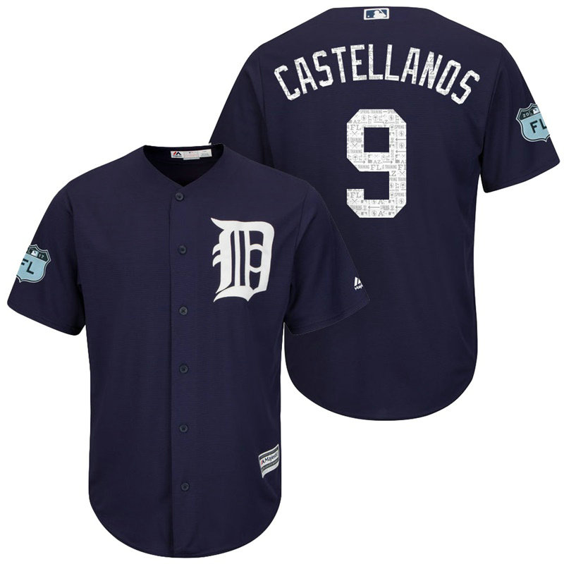 Detroit Tigers #9 Nick Castellanos 2017 Spring Training Grapefruit League Patch Navy Cool Base Jersey