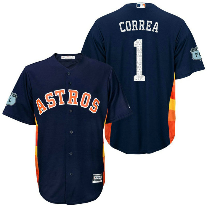 Houston Astros #1 Carlos Correa 2017 Spring Training Grapefruit League Patch Navy Cool Base Jersey