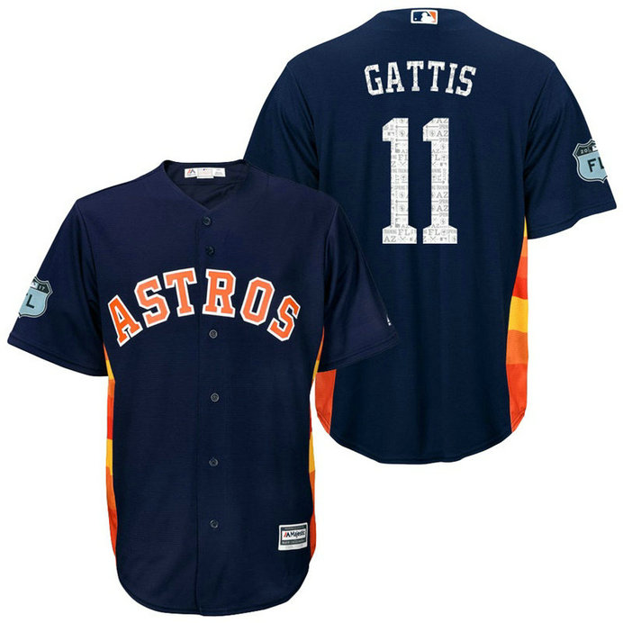 Houston Astros #11 Evan Gattis 2017 Spring Training Grapefruit League Patch Navy Cool Base Jersey