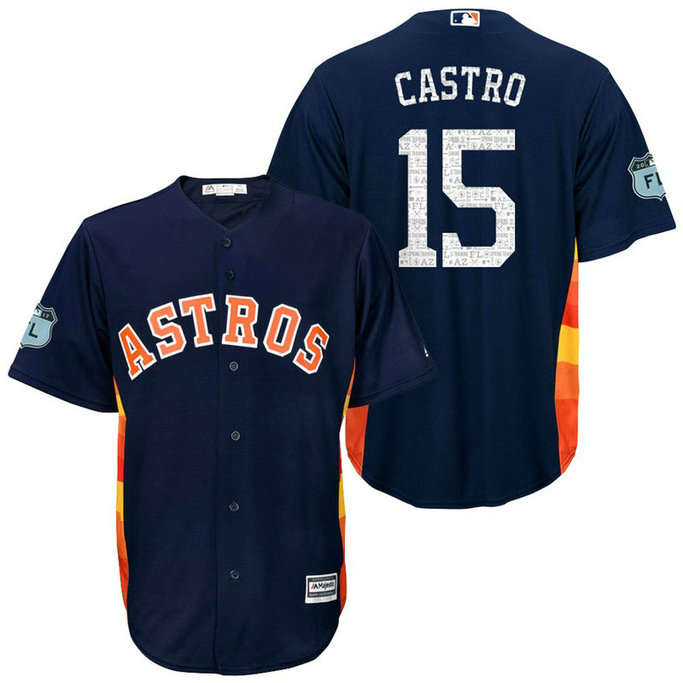 Houston Astros #15 Jason Castro 2017 Spring Training Grapefruit League Patch Navy Cool Base Jersey Houston Astros #15 Jason Castro 2017 Spring Training Grapefruit League Patch Navy Cool Base Jersey