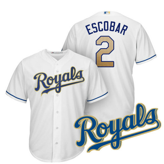 Kansas City Royals Alcides Escobar #2 2017 Home White Cool Base Jersey