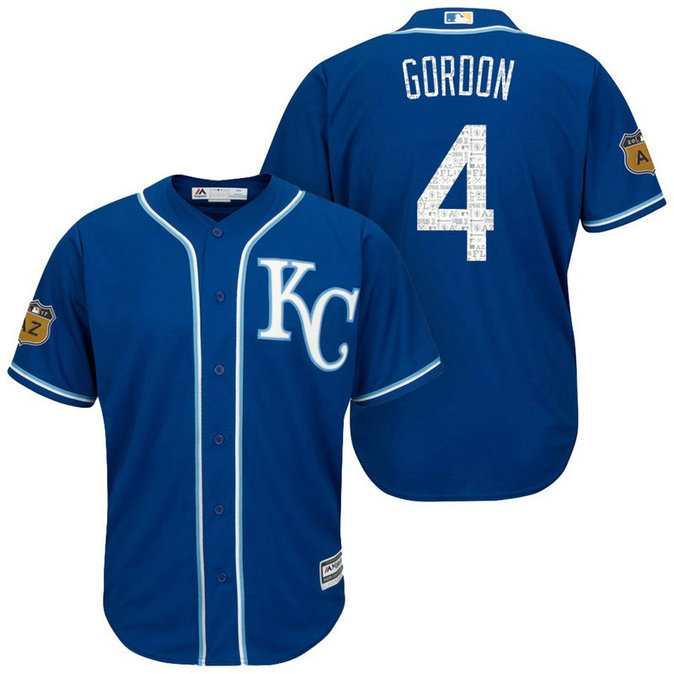 Kansas City Royals #4 Alex Gordon 2017 Spring Training Cactus League Patch Royal Cool Base Jersey