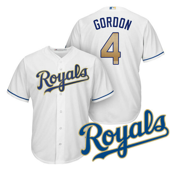 Kansas City Royals Alex Gordon #4 2017 Home White Cool Base Jersey