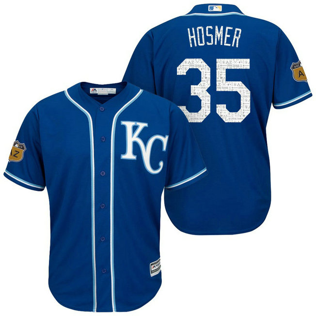 Kansas City Royals #35 Eric Hosmer 2017 Spring Training Cactus League Patch Royal Cool Base Jersey Kansas City Royals #35 Eric Hosmer 2017 Spring Training Cactus League Patch Royal Cool Base Jersey