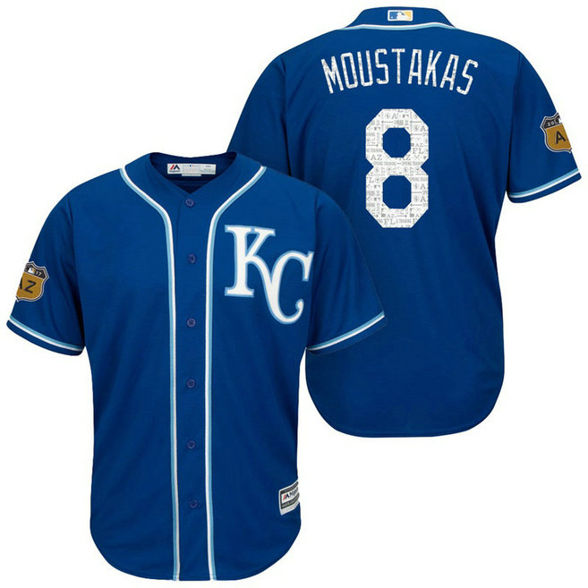 Kansas City Royals #8 Mike Moustakas 2017 Spring Training Cactus League Patch Royal Cool Base Jersey