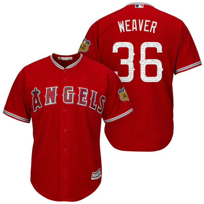Los Angeles Angels #36 Jered Weaver 2017 Spring Training Cactus League Patch Scarlet Cool Base Jersey Los Angeles Angels #36 Jered Weaver 2017 Spring Training Cactus League Patch Scarlet Cool Base Jersey