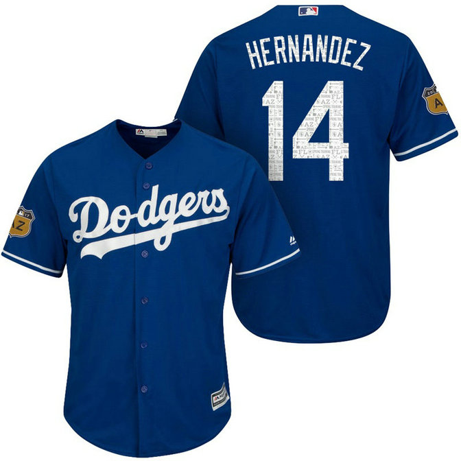 Los Angeles Dodgers #14 Enrique Hernandez 2017 Spring Training Cactus League Patch Royal Cool Base Jersey Los Angeles Dodgers #14 Enrique Hernandez 2017 Spring Training Cactus League Patch Royal Cool Base Jersey