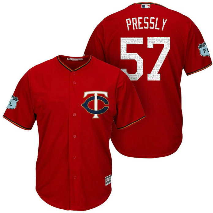 Minnesota Twins #57 Ryan Pressly 2017 Spring Training Grapefruit League Patch Scarlet Cool Base Jersey
