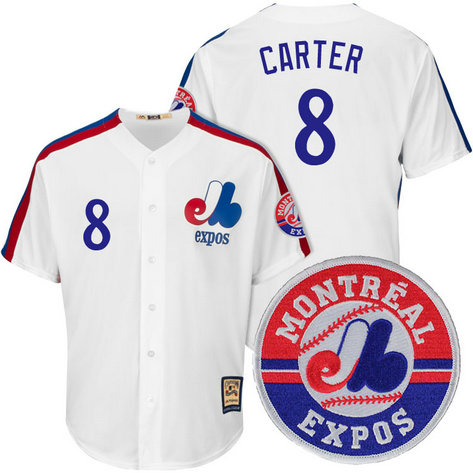 Montreal Expos Gary Carter #8 Cooperstown White Cool Base Jersey Montreal Expos Gary Carter #8 Cooperstown White Cool Base Jersey
