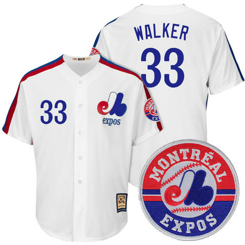 Montreal Expos Larry Walker #33 Cooperstown White Cool Base Jersey Montreal Expos Larry Walker #33 Cooperstown White Cool Base Jersey